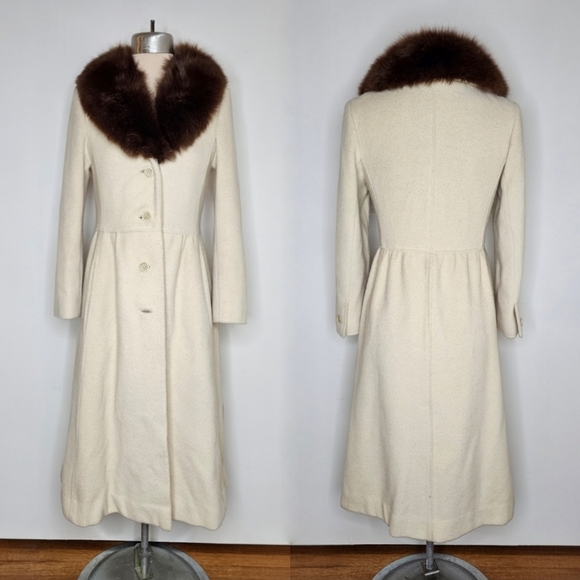 Pierre Cardin Jackets & Blazers - VTG 70s Pierre Cardin Princess-Cut Coat with Fox Fur Collar